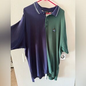 Vintage Eddie Bauer Colorblock Collared Polo Golf Shirt XL blue/green/white